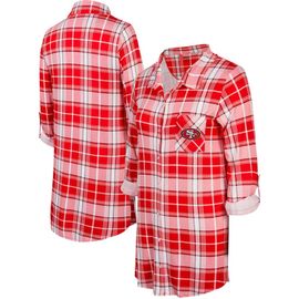 CONCEPTS SPORT Women's Concepts Sport Scarlet San Francisco 49ers Ashford Plaid Knit Nightshirt 