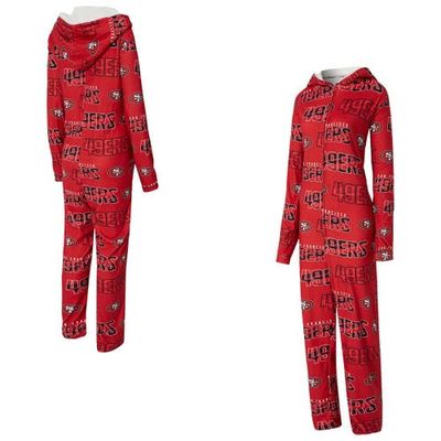 CONCEPTS SPORT Women's Concepts Sport Scarlet San Francisco 49ers Roadway Allover Print Microfleece Full-Zip Union Suit 