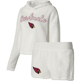 CONCEPTS SPORT Women's Concepts Sport White Arizona Cardinals Fluffy Pullover Sweatshirt & Shorts Sleep Set 