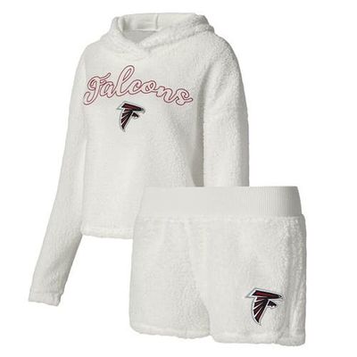 CONCEPTS SPORT Women's Concepts Sport White Atlanta Falcons Fluffy Pullover Sweatshirt & Shorts Sleep Set