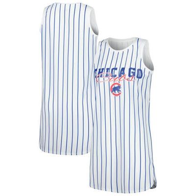 CONCEPTS SPORT Women's Concepts Sport White Chicago Cubs Reel Pinstripe Knit Sleeveless Nightshirt 