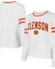 CONCEPTS SPORT Women's Concepts Sport White Clemson Tigers Borough French Terry Arch Over Long Sleeve T-Shirt  - 1