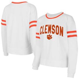 CONCEPTS SPORT Women's Concepts Sport White Clemson Tigers Borough French Terry Arch Over Long Sleeve T-Shirt 