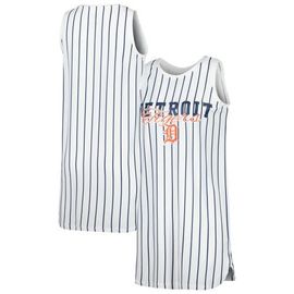 CONCEPTS SPORT Women's Concepts Sport White Detroit Tigers Reel Pinstripe Knit Sleeveless Nightshirt 