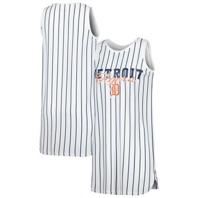 CONCEPTS SPORT Women's Concepts Sport White Detroit Tigers Reel Pinstripe Knit Sleeveless Nightshirt 