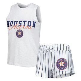 CONCEPTS SPORT Women's Concepts Sport White Houston Astros Reel Pinstripe Tank Top & Shorts Sleep Set 