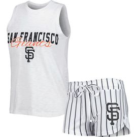 CONCEPTS SPORT Women's Concepts Sport White San Francisco Giants Reel Pinstripe Tank Top & Shorts Sleep Set 