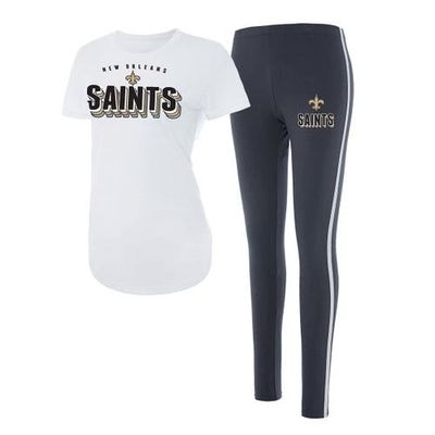 CONCEPTS SPORT Women's Concepts Sport White/Charcoal New Orleans Saints Sonata T-Shirt & Leggings Set 