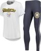 CONCEPTS SPORT Women's Concepts Sport White/Charcoal Pittsburgh Steelers Sonata T-Shirt & Leggings Sleep Set  - 1