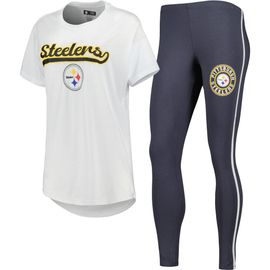 CONCEPTS SPORT Women's Concepts Sport White/Charcoal Pittsburgh Steelers Sonata T-Shirt & Leggings Sleep Set 