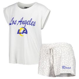 CONCEPTS SPORT Women's Concepts Sport White/Cream Los Angeles Rams Montana Knit T-Shirt & Shorts Sleep Set 