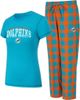 CONCEPTS SPORT Women's Concepts Sport Aqua/Orange Miami Dolphins Avondale T-Shirt & Pants Flannel PJ Set  - 1