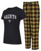 CONCEPTS SPORT Women's Concepts Sport Black/Gold New Orleans Saints Avondale T-Shirt & Pants Flannel PJ Set  - 1