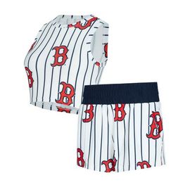 CONCEPTS SPORT Women's Concepts Sport White Boston Red Sox Pinstripe Record Tank & Short Set 