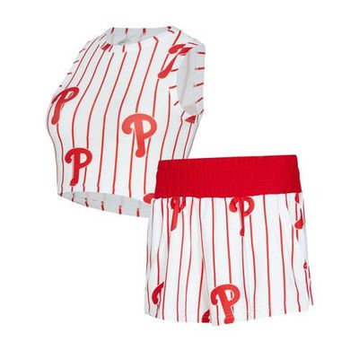 CONCEPTS SPORT Women's Concepts Sport White Philadelphia Phillies Pinstripe Record Tank & Short Set 