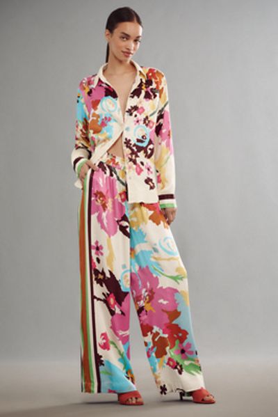 Conditions Apply Blooming Long-Sleeve Collared Blouse