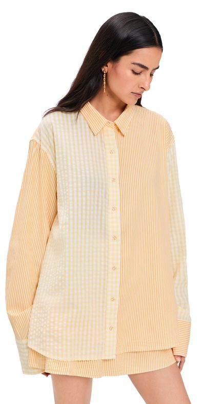 Coniglio Palm Beach Coniglio Palm Beach Classic Button Down Shirt Daffodil Combo Stripe One