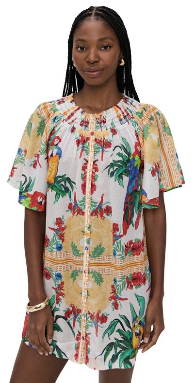 Coniglio Palm Beach Coniglio Palm Beach Flagler Mini Dress Tropical Aviary Ivory Breeze One