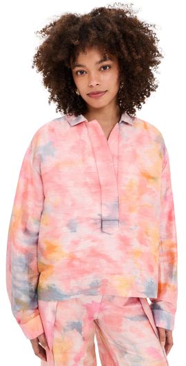 Coniglio Palm Beach Coniglio Palm Beach Mirasol Silk Dupioni Blouse Tropical Storm Hand Dye One