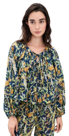 Coniglio Palm Beach Coniglio Palm Beach Oleander Blouse Royal Birds Navy One