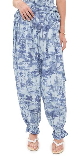 Coniglio Palm Beach Coniglio Palm Beach Ruffle Hem Harem Pants Palm Beach Wake Blue One