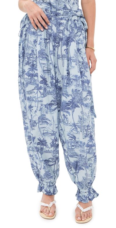 Coniglio Palm Beach Coniglio Palm Beach Ruffle Hem Harem Pants Palm Beach Wake Blue One
