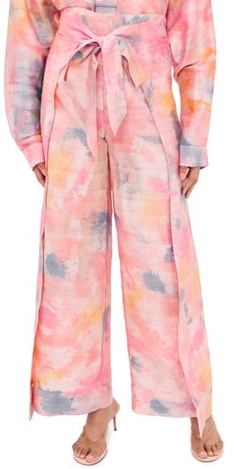 Coniglio Palm Beach Coniglio Palm Beach Two Panel Wrap Silk Pants Tropical Storm Hand Dye