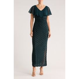 Connected Apparel - Cap Sleeve Sheath Dress in Black/Gold at Nordstrom