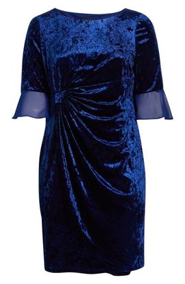 Connected Apparel Connected Apparel Crushed Velvet Ruched Cocktail Dress