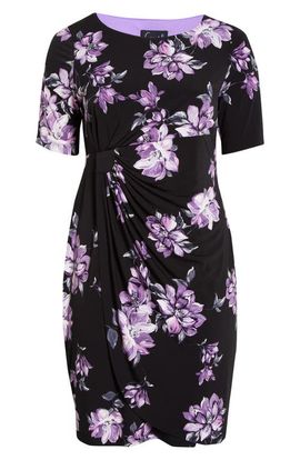 Connected Apparel Connected Apparel Floral Print Faux Wrap Dress