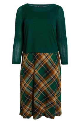 Connected Apparel Connected Apparel Mixed Media Long Sleeve Midi Dress