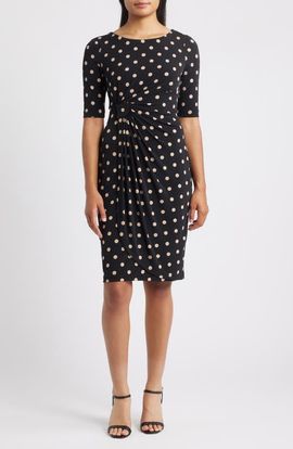 Connected Apparel CONNECTED APPAREL Polka Dot Faux Wrap Dress