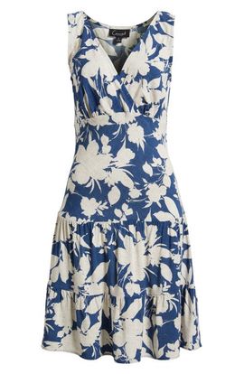 Connected Apparel Connected Apparel Print Wrap Front Flare Dress