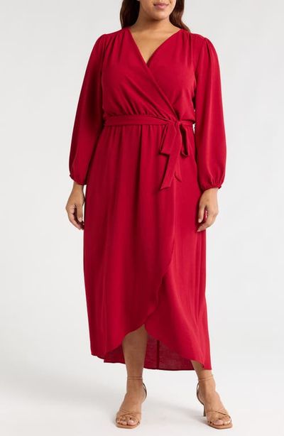 Connected Apparel Connected Apparel Tie Waist Long Sleeve Wrap Dress