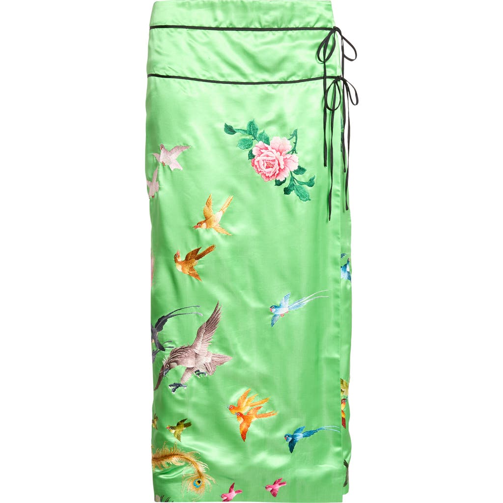 CONNER IVES CONNER IVES Demi-Couture Reconstituted Embroidered Silk Wrap Skirt