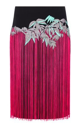 Conner Ives Conner Ives Demi Couture Fringed Silk Midi Skirt