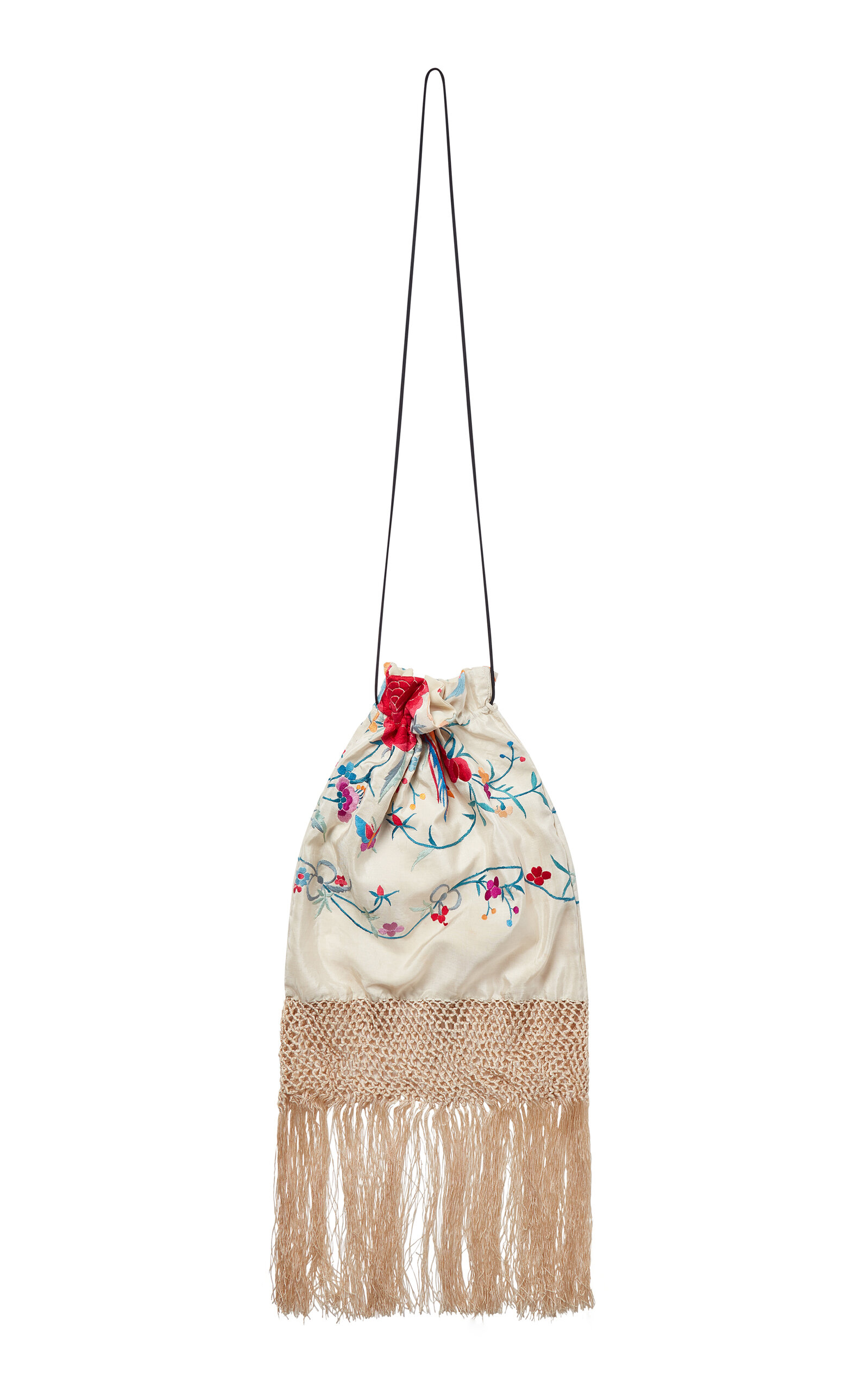 Conner Ives Conner Ives Large TasselTrimmed Piano Shawl Silk Bag White OS