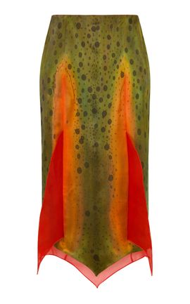 Conner Ives Conner Ives Rainbow Handpainted Silk Midi Skirt