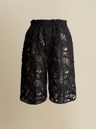 Contessa Mills Contessa Mills Fleur Sheer Lace Relaxed High-Waist Boyfriend Shorts