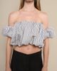 Contessa Mills Contessa Mills Good Striped Bubble Silhouette Off-Shoulder Crop Top - 2
