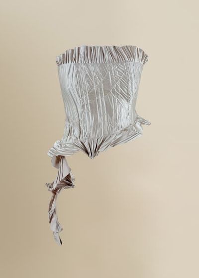 Contessa Mills Contessa Mills Le Fay Raw-Edged Pleated Satin Ruffled Top