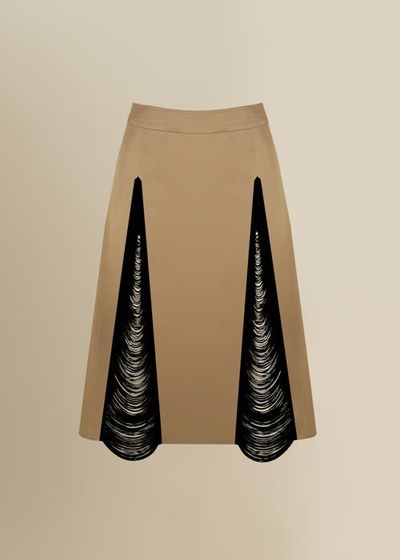 Contessa Mills Contessa Mills Madeleine Soft Fringe-Trimmed Stretch Cotton Poplin Skirt