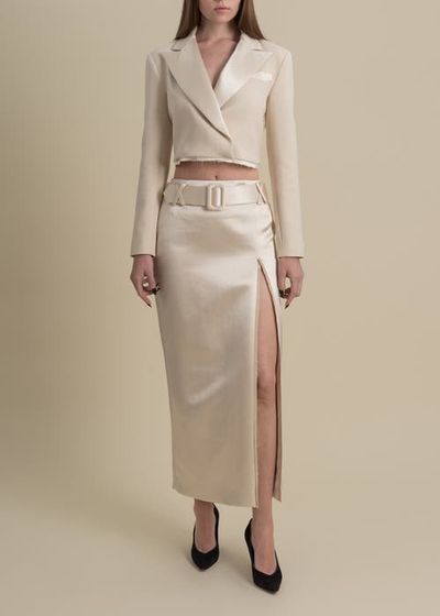 Contessa Mills Contessa Mills Morgaine Mid-Rise Fluid Elegant Shiny Sateen Skirt