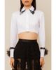 Contessa Mills Contessa Mills Raven Cropped Lace-Trim Poplin Shirt - 1