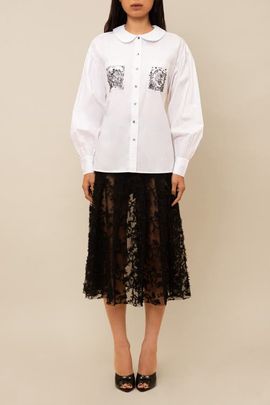 Contessa Mills Contessa Mills Tarot Embroidered Beaded Poplin Oxford Shirt