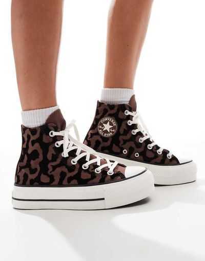 Converse Converse Chuck Taylor All Star Lift Platform sneakers in leopard remix-Multi