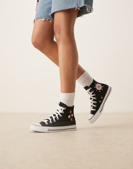 Converse Converse Chuck Taylor All Star Lift sneakers in black with strawberry details