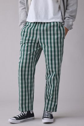 Cookman Cookman Semiwide Palaka Plaid Chef Pants in Olive, Men's at Urban Outfitters