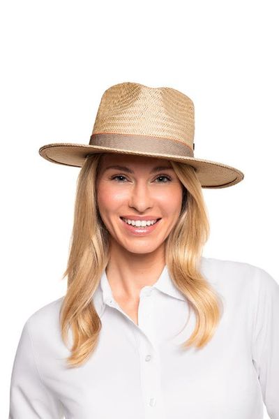 Coolibar Coolibar Unisex Abaco Palm Straw Pinch Fedora, Upf 50+ Sun Protection