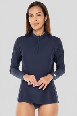 Coolibar Coolibar Women's Freestyle Quarter Zip Rash Guard with Long Sleeves, UPF 50+ Sun Protection